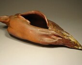 Log-like Rustic Brown-toned Woodfired Vase for Freestyle Ikebana