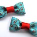 2 Hairbows - teal and red swirl - 4 inch - headband decor - hair supplies - embellishment - baby - girl - teen - women