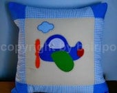 Handmade modern Airplane Plane Aviation Quilted Patchwork Decorative Pillow Cover