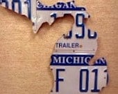 State of Michigan Small Recycled License Plate Map