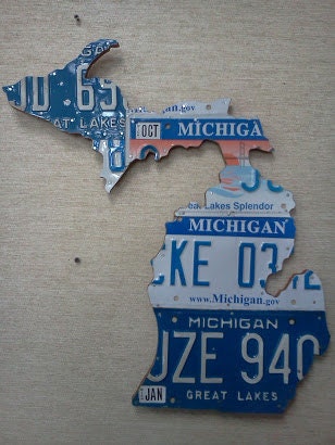 License Plate Map Large State of Michigan