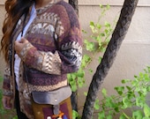 VINTAGE- Alpaca Peruvian Sweater Cardigan Geometric Ethnic Pattern by Yana