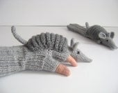 SALE-SALE-Original Design Cute Armadillos  gloves,long fingerless gloves,Valentine day,  Fingerless -Mittens Gloves -Handwarmer