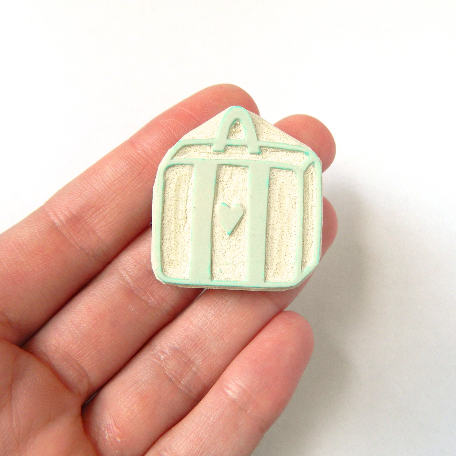 Heart Suitcase Stamp - Bon Voyage Rubber Stamp - Cling Rubber Stamp
