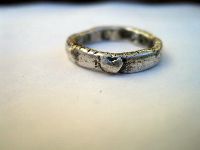 Sterling Silver SIZE 6.5 READY to SHIP Heart Ring Artisan Rustic Love Ring