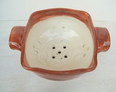 Ceramic Berry Bowl // Handmade Pottery Colander // Cheery Papaya