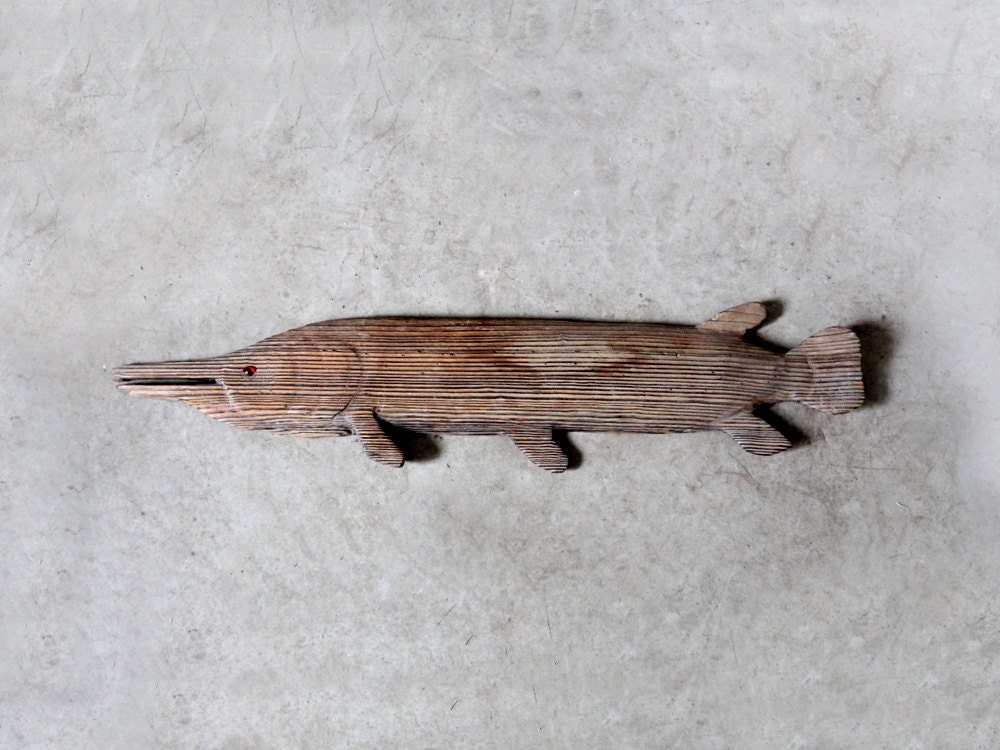 Antique Wood Fish / Wood Sign
