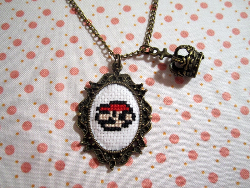 Mario Cross Stitch Necklace