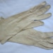 Vintage Ivory Beige Gloves, Thin Suede Leather, size 5 3/4 Wide, 1930s or older Gloves, Made in France