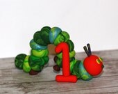 The Very Hungry Caterpillar with 1 - Clay Birthday Cake Topper