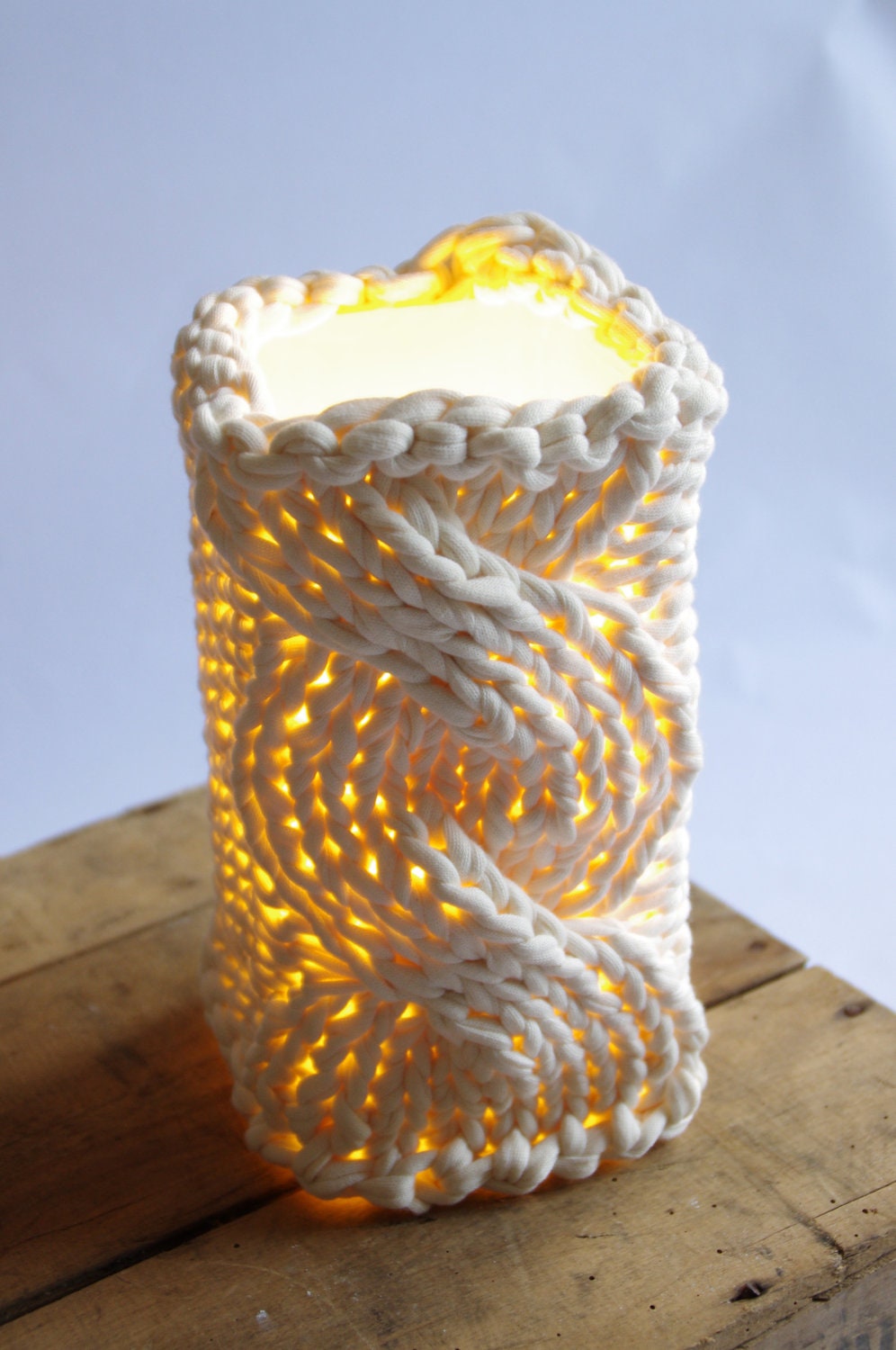 Cream white knitted lampshade for IKEA Grono