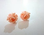 Blossomed Peach Rose Stud Earrings