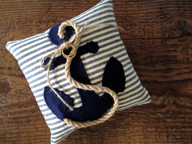 Ring bearer pillow, nautical, rope, anchor
