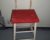 Adorable Red and White Vintage Tall kitchen Pantry Stool