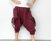 SALE 30 % Off Harem Pant Comfortable,Capri, Yoga, Ninja Pants..Maroon,Cotton Jersey.