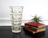 Vintage Glass Vase, Heavy Mid Century Tall Vase-  Tall Flower Vase with West German Design