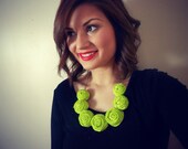 bright green fabric bib necklace jewelry party gifts and weddings spring accessory