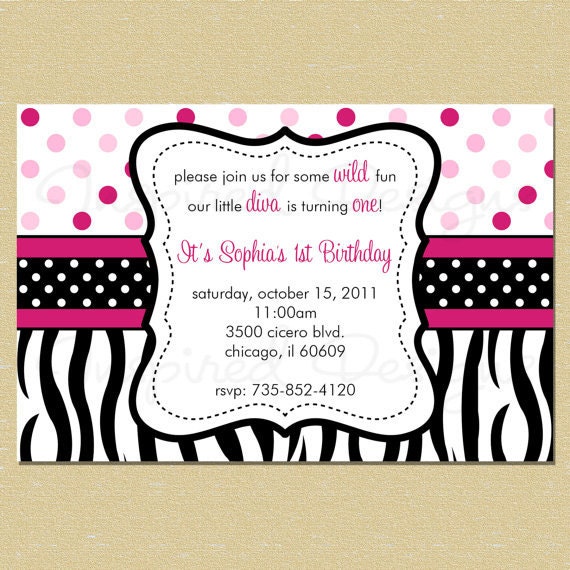 Hot Pink Zebra & Dots Birthday Invitation (Any Age - Girl - Photo/No Photo - Text Customizable) Il_170x135