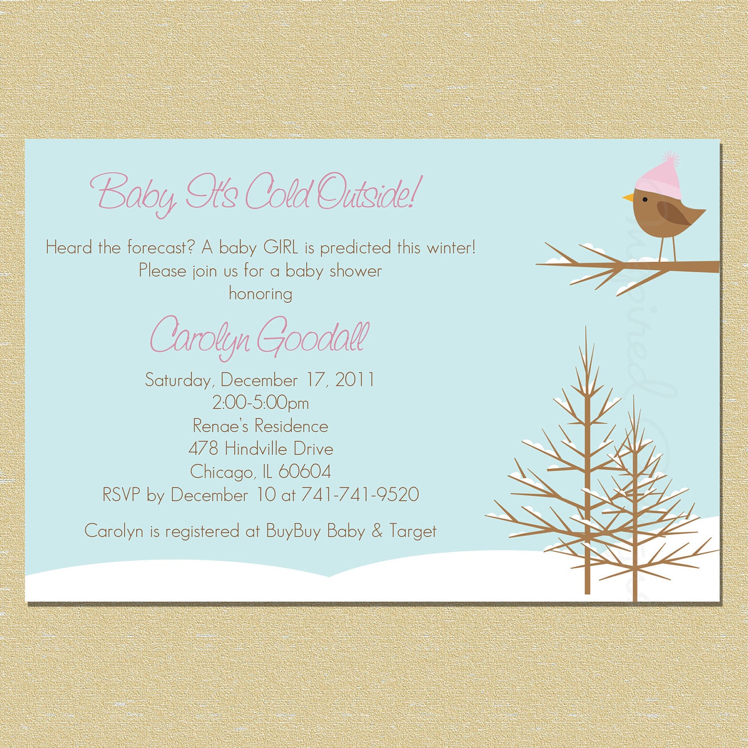 Baby It's Cold Outside...Winter Wonderland Girl Baby Shower Invitation Il_570xn