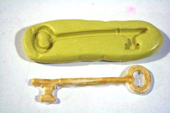 Skeleton key Silicone Mold,  3" long. For cake or cupcake decorating, chocolate, hard candy, polymer clay, resin, wax, soap, silicone mould