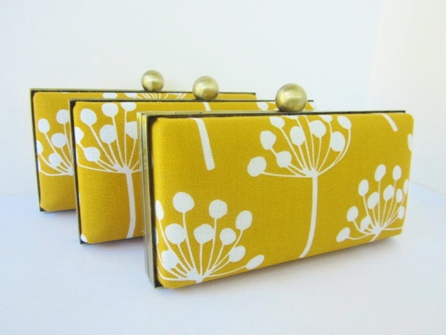 Bridesmaid clutch purses, spring wedding clutches, goldenrod mustard purses, Bridesmaid Set of 3 Clutches, Minaudieres