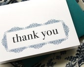 Vintage Shimmer - Wedding Thank You Cards, Navy & Black - Purchase to Start the Ordering Process