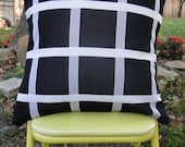 Black & White Vintage Grid Fabric 16x16 Pillow Cover