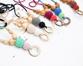 Teething Necklace with a coconut pendant - Choose Your Color