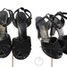 1940s shoes/ 40s black suede heels/ peep toes