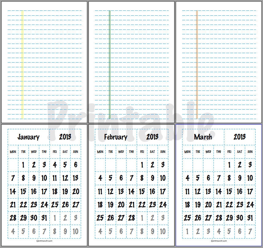 Printable Note Pad & 2013 Calendar