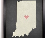 State Love Indiana Print (Pictured In Charcoal) Giclee, Art Print 8 x 10