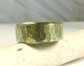 Mens Brass Ring- Gold Hammered Band Ring