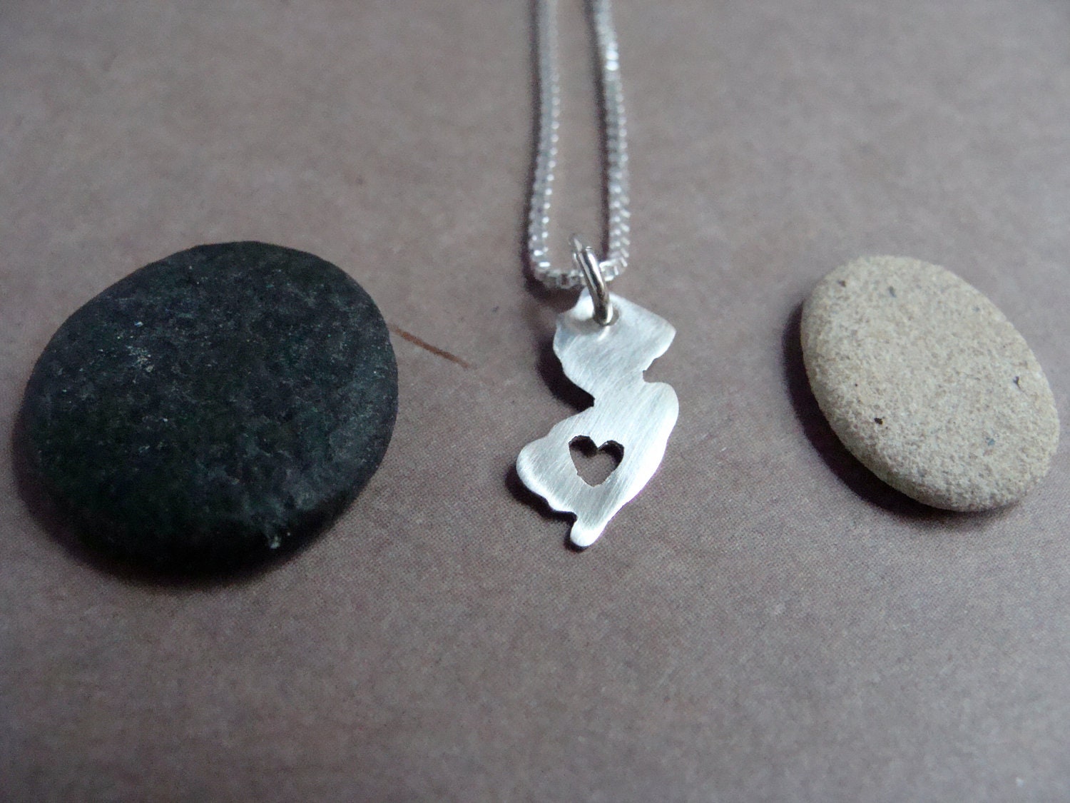 Tiny New Jersey State Necklace (sterling silver)