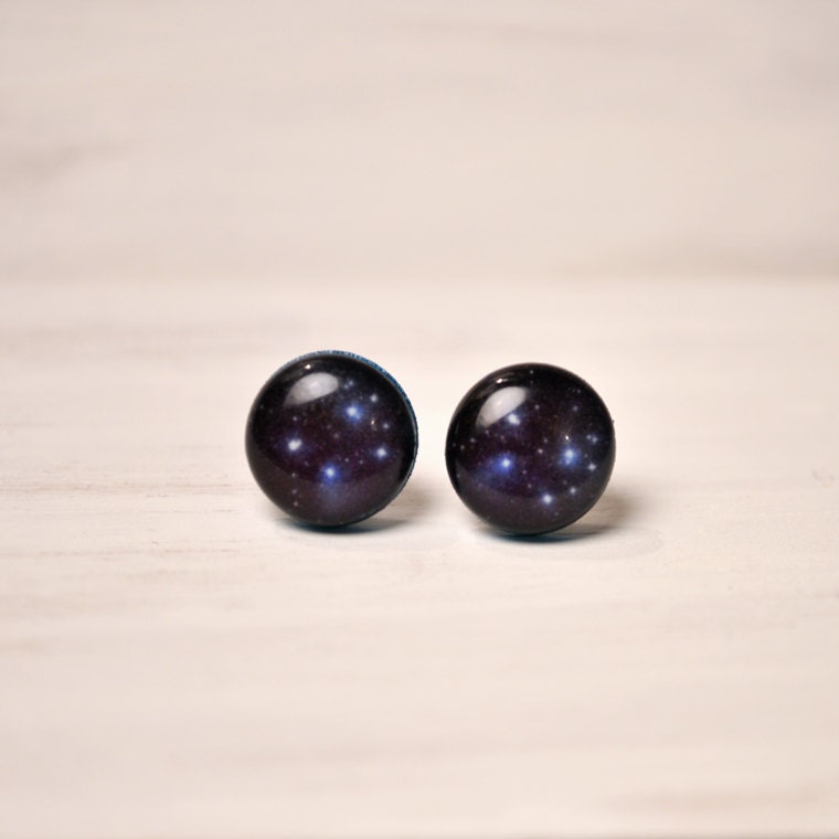 Across the Universe Stud Earrings - Hypoallergenic Surgical Stainless Steel Post Earrings - Galaxy Star Jewelry
