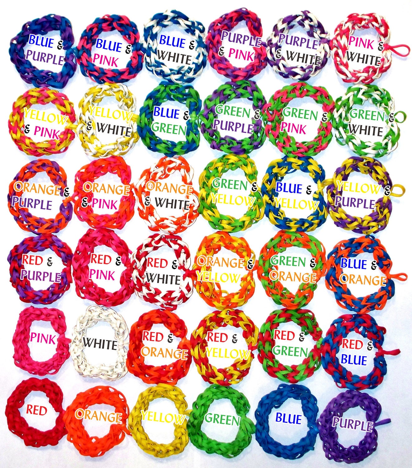 Lot of 10 Rubber Band Bracelets - Assorted Colors - Birthday Party Favors, Gifts, Support the Cause, Team Spirit Wear, School Colors, & More