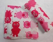 Infant Or Toddler Reversible Car Seat Strap Covers Pink Pigs On White