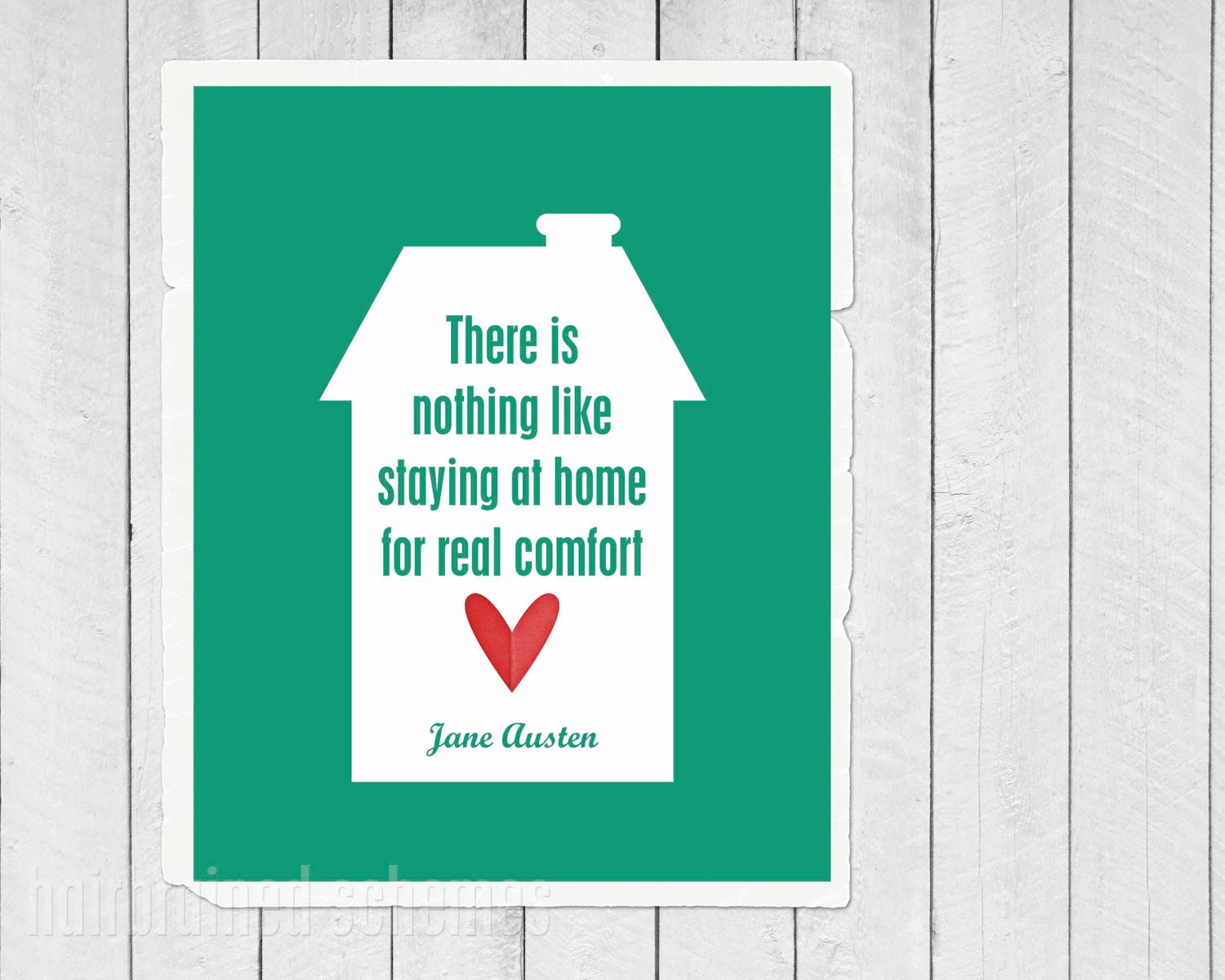 Jane Austen Staying at Home Quote Digital Art Typography Print - Typographic Poster Pantone Emerald Green