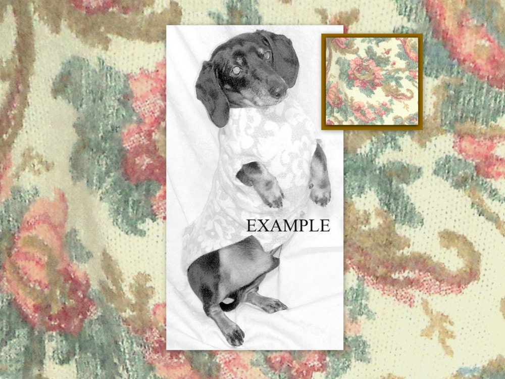 Dachshund Custom jumper sweater tapestry design peonies handmade pets clothing silk angora blend
