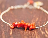 Vintage Coral  and Carnelian Bridesmaid Bracelets, Coral Bridesmaid Gifts, Dainty Bracelet Collection, Weddings