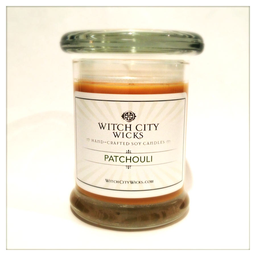 SALE: Patchouli scented soy candle in 8 oz jar