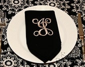 Monogram Cloth Napkins Set of 4 Perfect Wedding Gift Engagement Hostess Christmas Black or White Initial Napkins Personalized