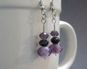 Purple Dangle Earrings - Recycled Guitar String - Girls Rock Indianapolis Charitable Donation