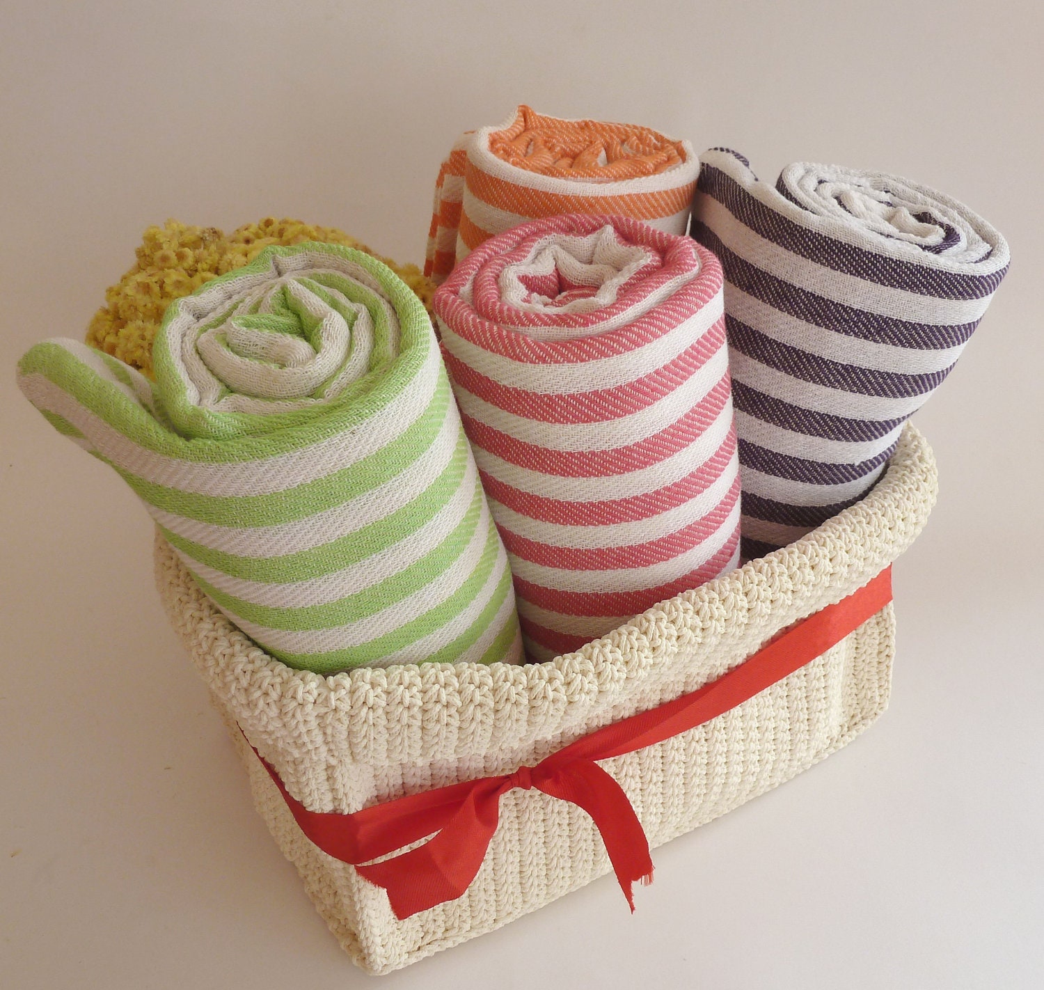 Free Shipment, set of 4 Turkish Towels, Cotton, Bath & Body, Peshtemal, Green, Yellow, Gray, Black, for her