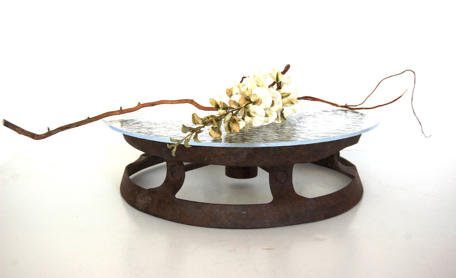 Rustic Cake Stand, Steampunk Cake Stand, Wagon Wheel, Dessert Pedestal Cake Stand, Woodland Wedding, Industrial Wedding, Country Decor