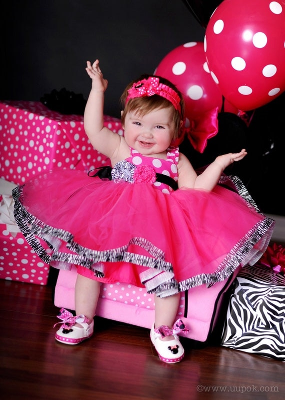 Zebra and Pink Dot Minnie Mouse Tutu Dress
