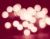 Abstract Light Photography - red circles picture white circles - bokeh wall art fine art sparkle sparkly modern - 8x10 Photograph