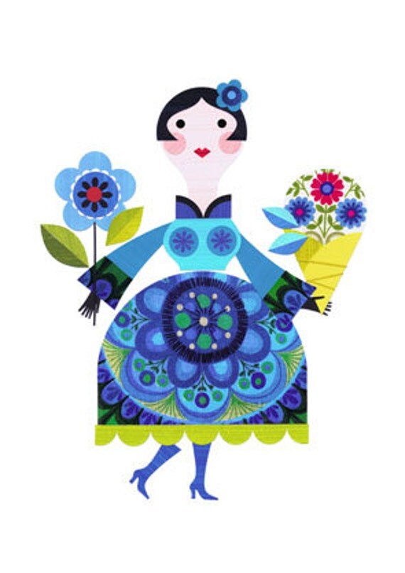 pretty lady with flowers print