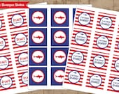 DIY Printable SHARK Red Cabana stripe cupcake toppers - 3 designs Il_170x135