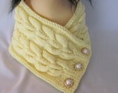 Hand-knitted  Yellow Scarf / Neck Warmer / Wrap / Cowl with Beautiful Ornament