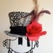 Cheetah and Red Rose Mini Top Hat - hair Accessory, Fashion, Party,Cosplay, Wedding, Bridesmaid / Photo shoot
